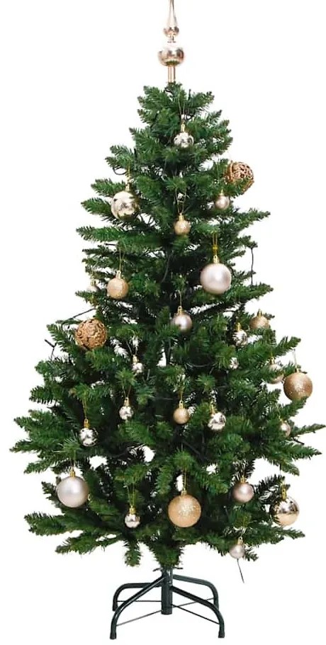 csuklópántos műkarácsonyfa 150 LED-del és gömbökkel 150 cm