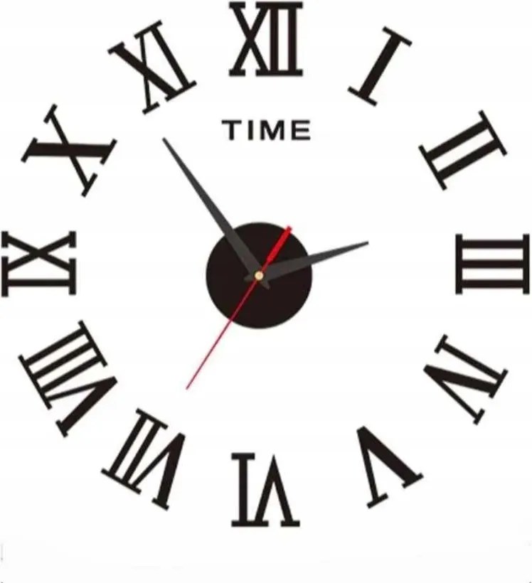 Falra ragasztható falióra Fekete 40 cm Római számok