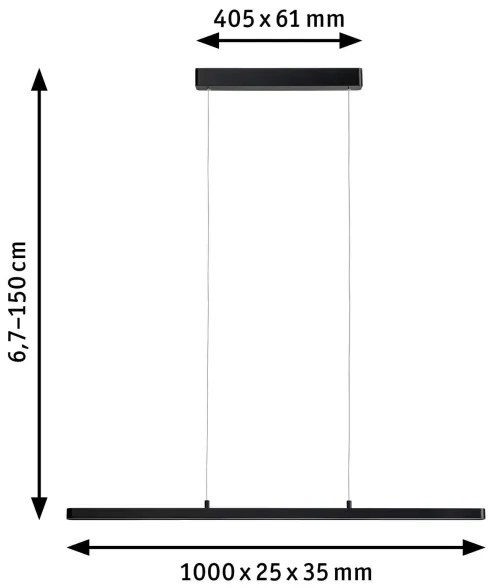 Paulmann 79693 - LED/42W Dimmelhető csillár zsinóron LENTO 230V fekete