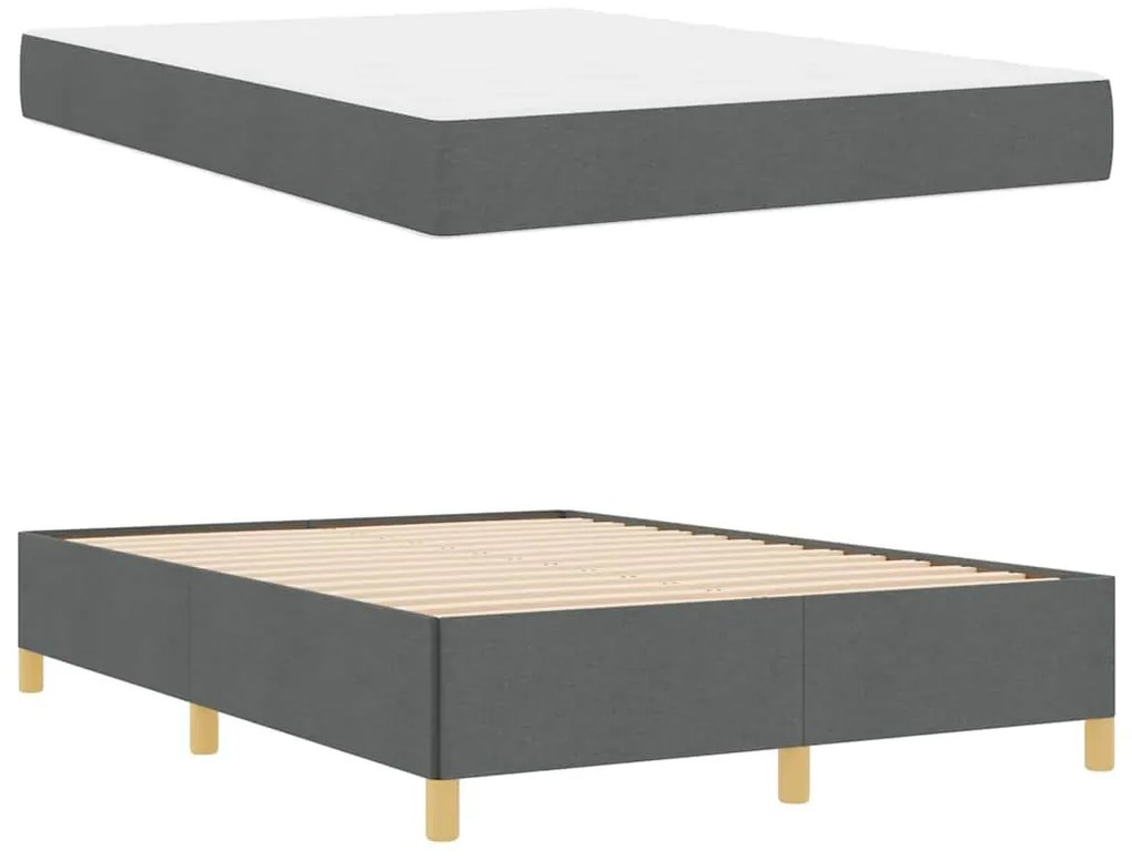 Boxrugós ágy matracmal Sötétszürke és Fehér 160 x 200 cm szövet