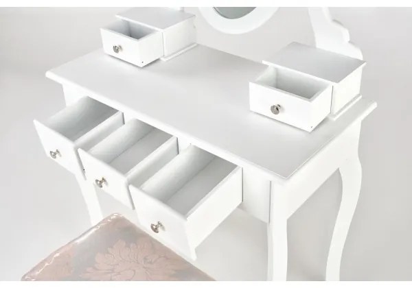 Öltözködő asztal SARA 80x130 cm + stool 45x37 cm fehér