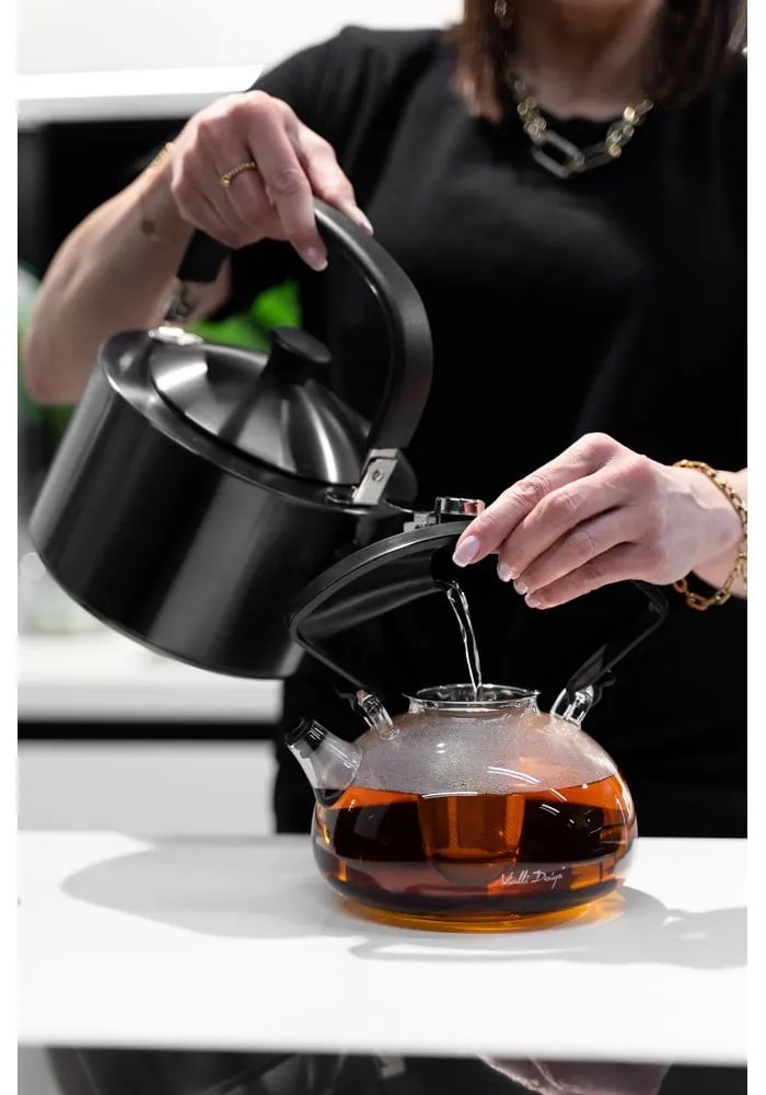 Diamante fekete vízforraló kanna, 1,5 l - Vialli Design