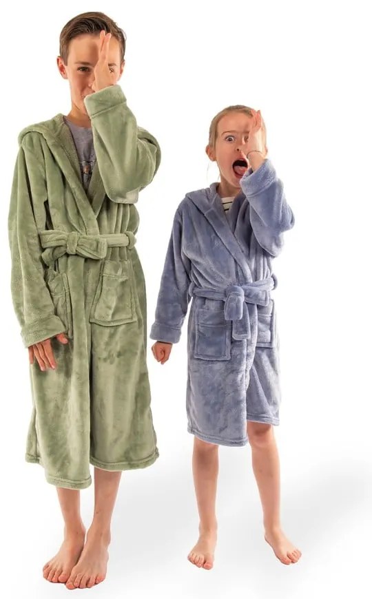 Kék mikroplüss gyerek fürdőköpeny, 134-140 Delux – Tiseco Home Studio