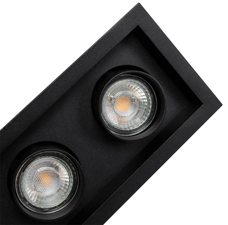 Modern beépíthető spotlámpa fekete állítható 3-lámpás - Roof