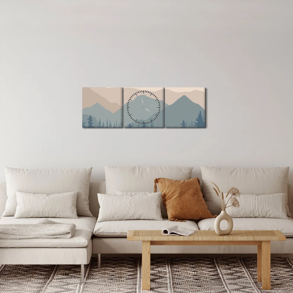 Kép - Türkiz hegység N⁰1 (órával) (90x30 cm)