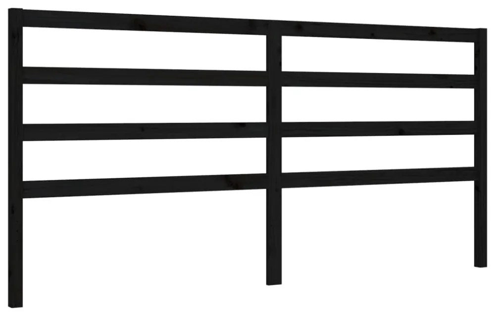 fekete tömör fa ágykeret fejtámlával 200 x 200 cm