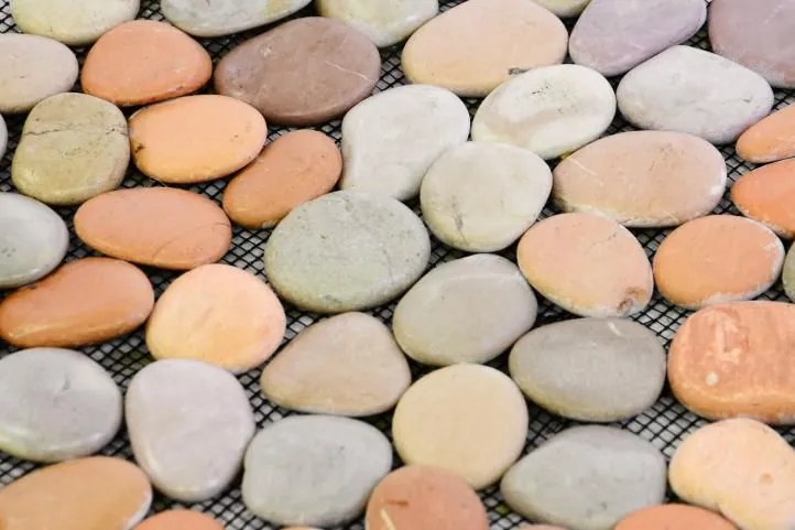 DIVERO Mozaik burkolat 1m2 folyami kavics, terrakotta