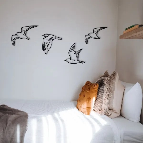 4 db fali madár dekoráció, fém