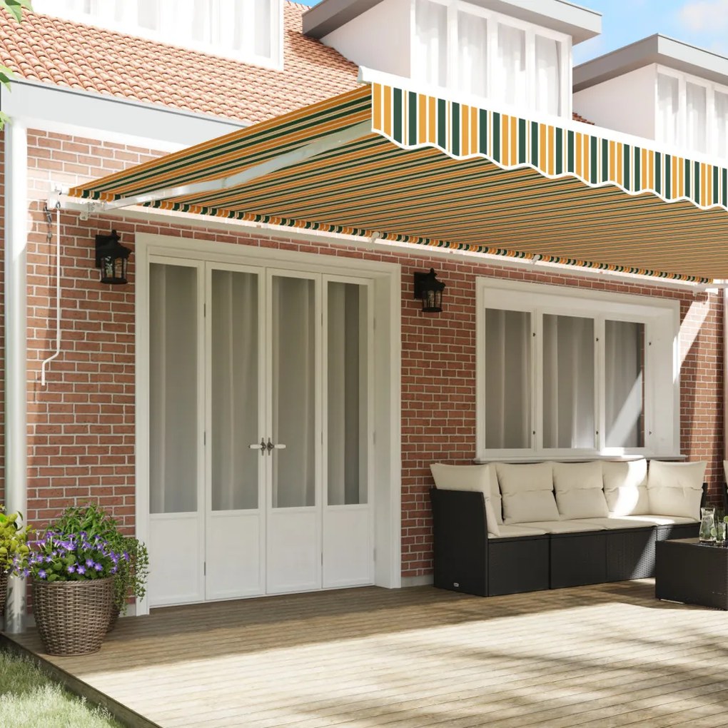 Automatikus Behúzható Napellenző Zöld és Sárga 600x350 cm