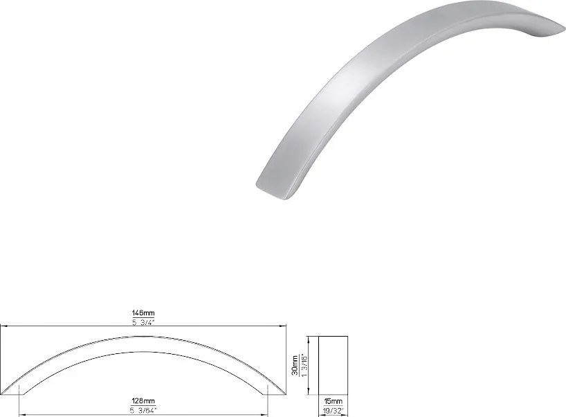 Bútorfogantyú Siro 1029-147ZN2 matt króm, alumínium