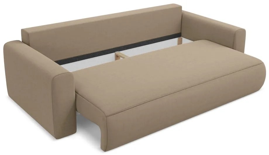 Világosbarna bársony kinyitható-tárolóhelyes kanapé 238 cm Kapua – Makamii