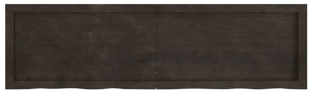 sötétbarna kezelt tömör tölgyfa fali polc 140 x 40 x (2-6) cm