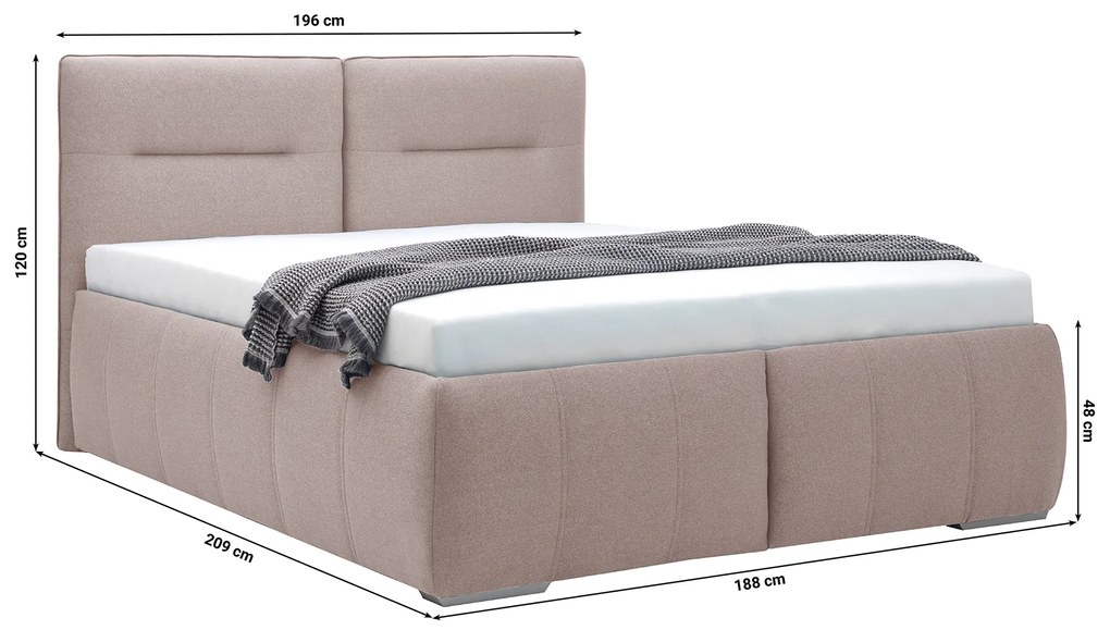 Franciaágy 180 cm Isuna (világos bézs) (ágyráccsal) (tárolóhellyel). Akció -12%. 1100761