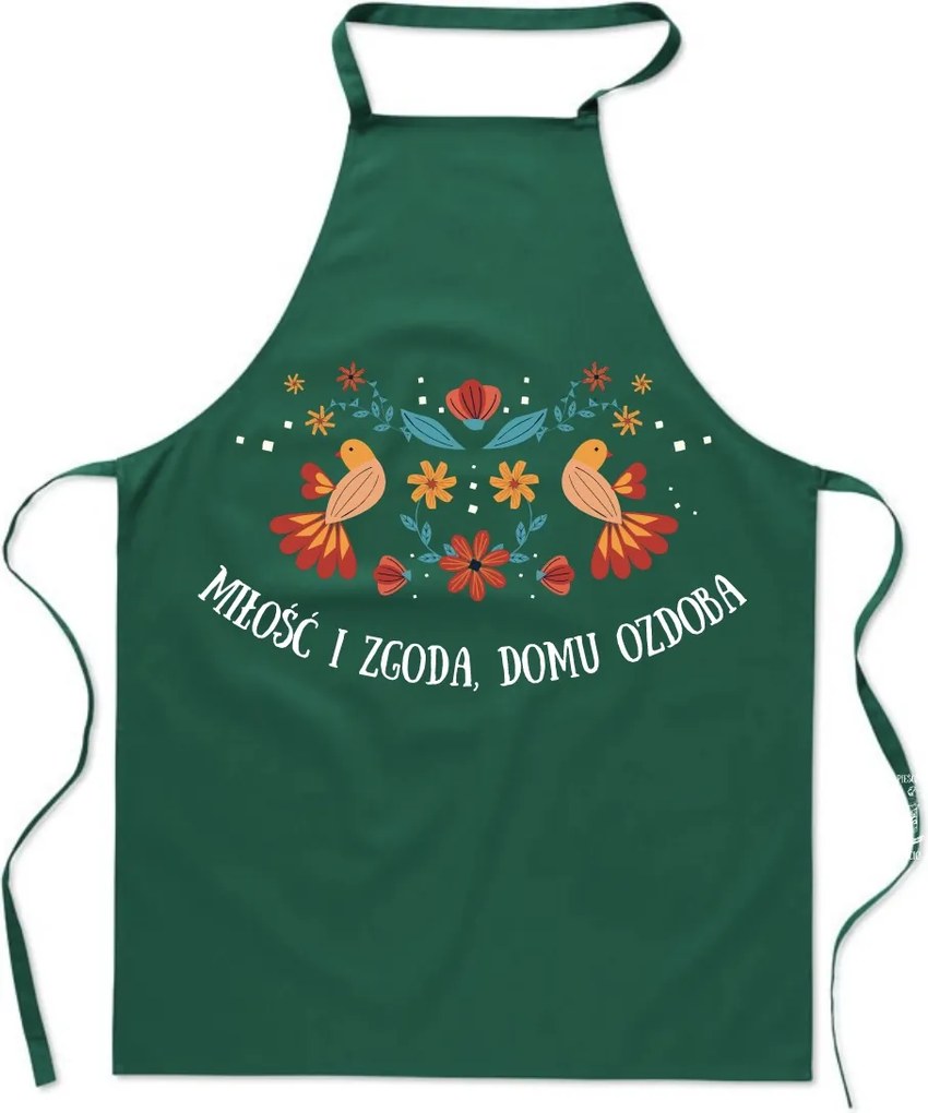 Folklór Nyomtatott Konyhai Kötény Szerelem és Otthoni Egyetértés Dekoráció virágok madár