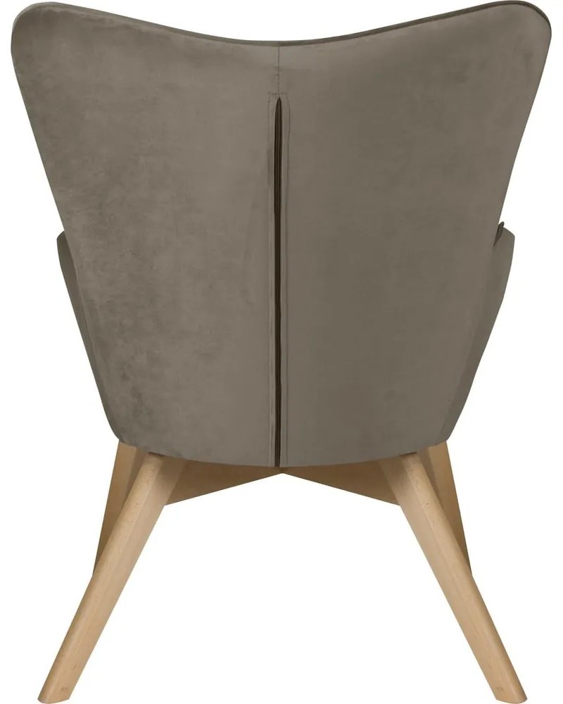 Világosbarna bársony fotel Niko – Ropez