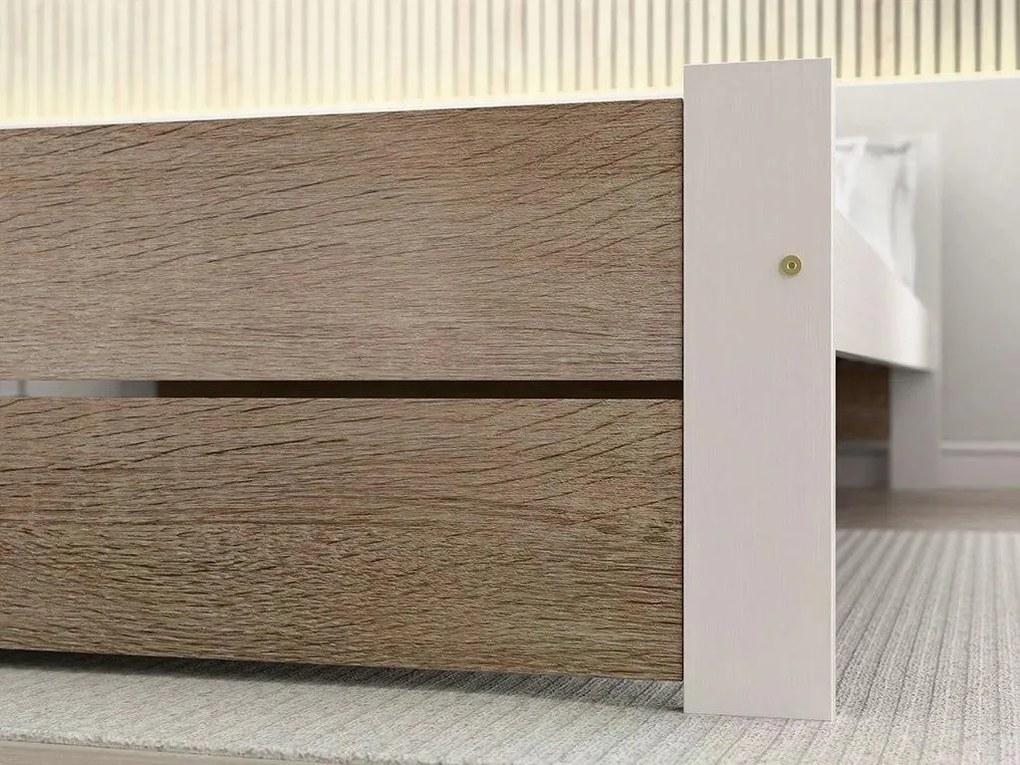 Ágy IKAROS DOUBLE 80 x 200 cm, fehér/dub sonoma Ágyrács: Lamellás ágyrács, Matrac: Matrac nélkül