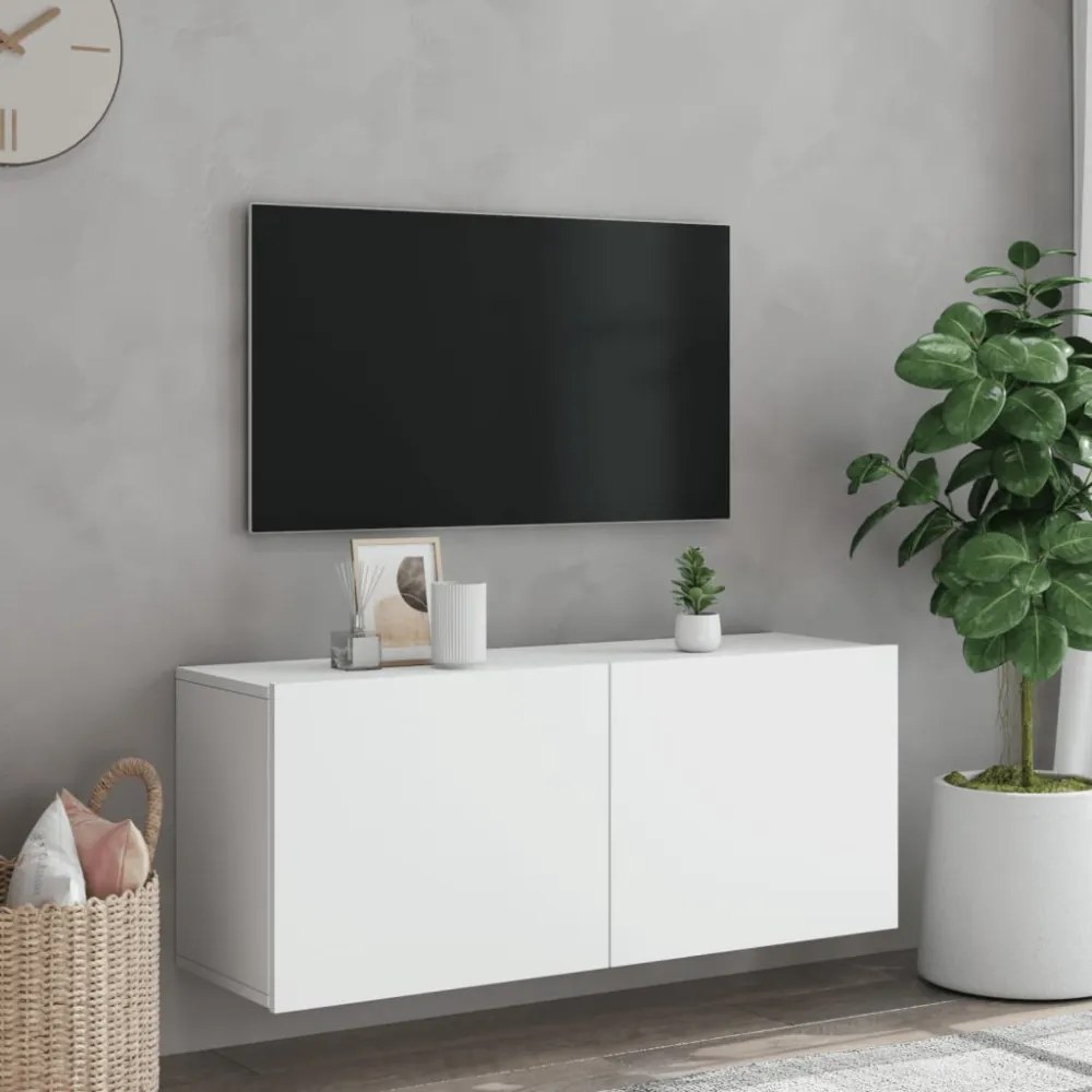 fehér falra szerelhető TV-szekrény 100 x 30 x 41 cm