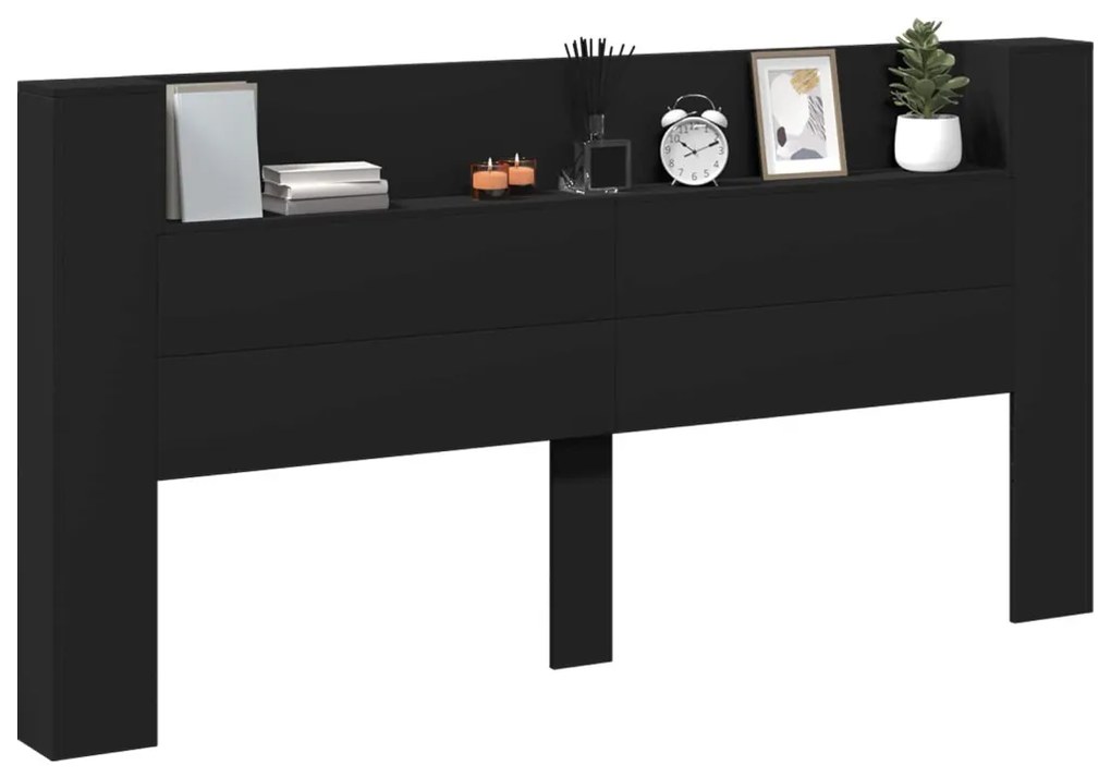 Fejtámla LED -es lámpákkal Fekete 200 x 16,5 x 103,5 cm Faanyag