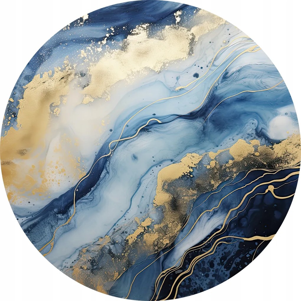 Tányéralátét 4 db Kék márvány, arany díszítéssel