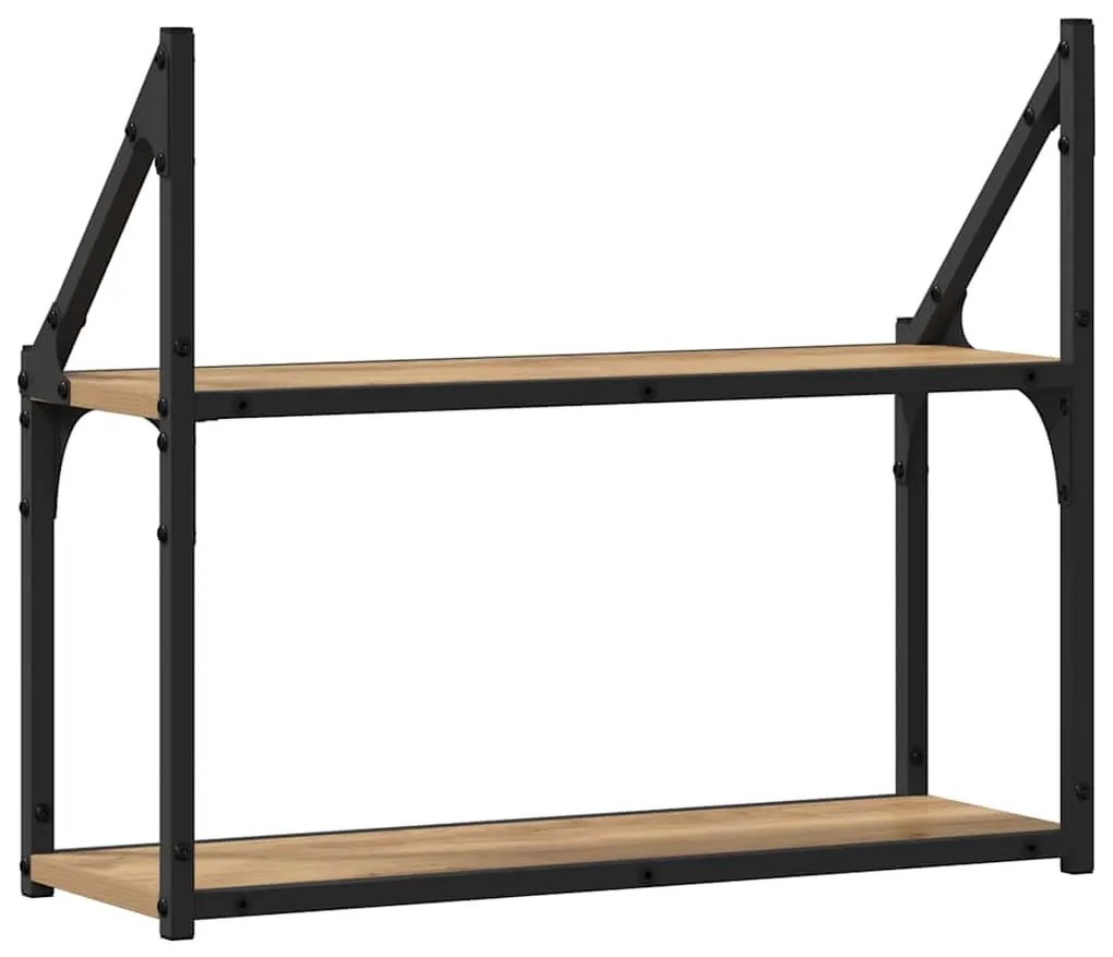 Falpolc polcokkal kézműves tölgy 60 x 21 x 51 cm Faanyag