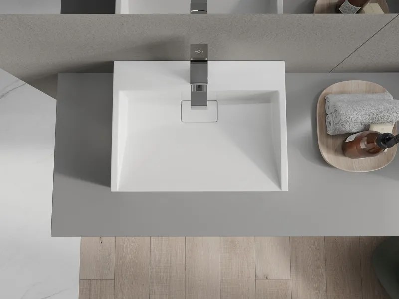 Mexen Ava konglomerát pult mosdó 1/O 50 x 38 cm, fehér - 23015001
