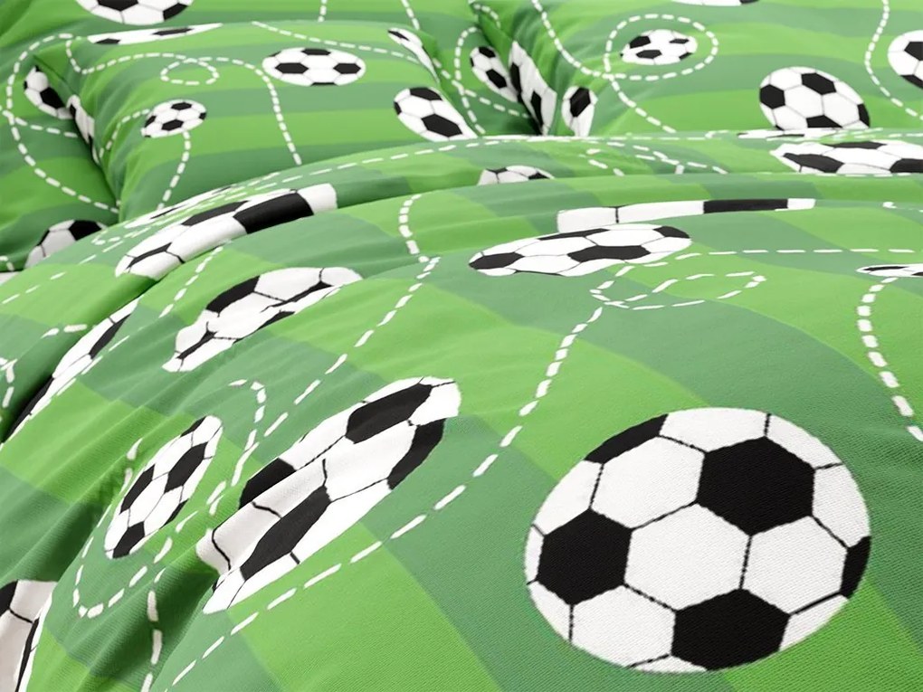 Polipamut ágyneműhuzat FOOTBALL TIME POLY zöld Ágyneműhuzat mérete: 70 x 90 cm | 140 x 200 cm