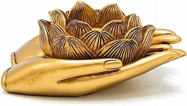 Tealight Arany tenyérmelegítő lótuszokkal Zen stílus Meditáció