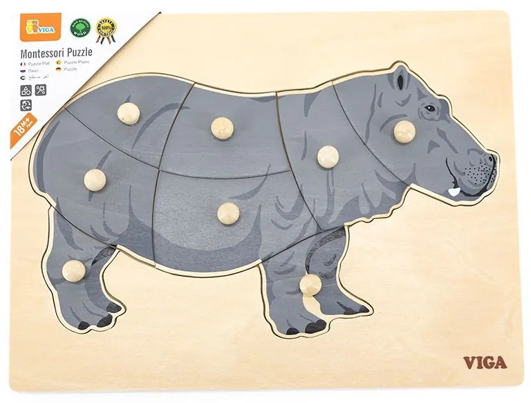 Gyermek fa puzzle Montessori Viga Víziló