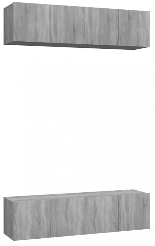 4 db szürke sonoma színű szerelt fa fali TV-szekrény 60x30x30cm