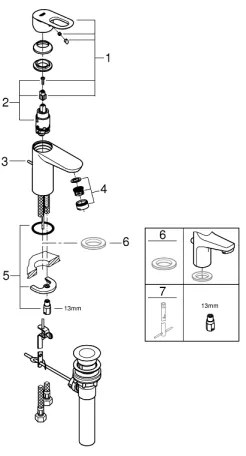 GROHE 32814000 - BAULOOP mosdócsaptelep, fényes króm