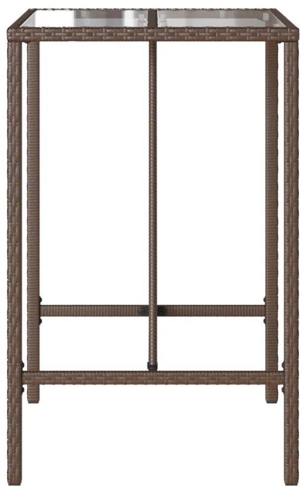 barna polyrattan kültéri bárasztal 70 x 70 x 110 cm