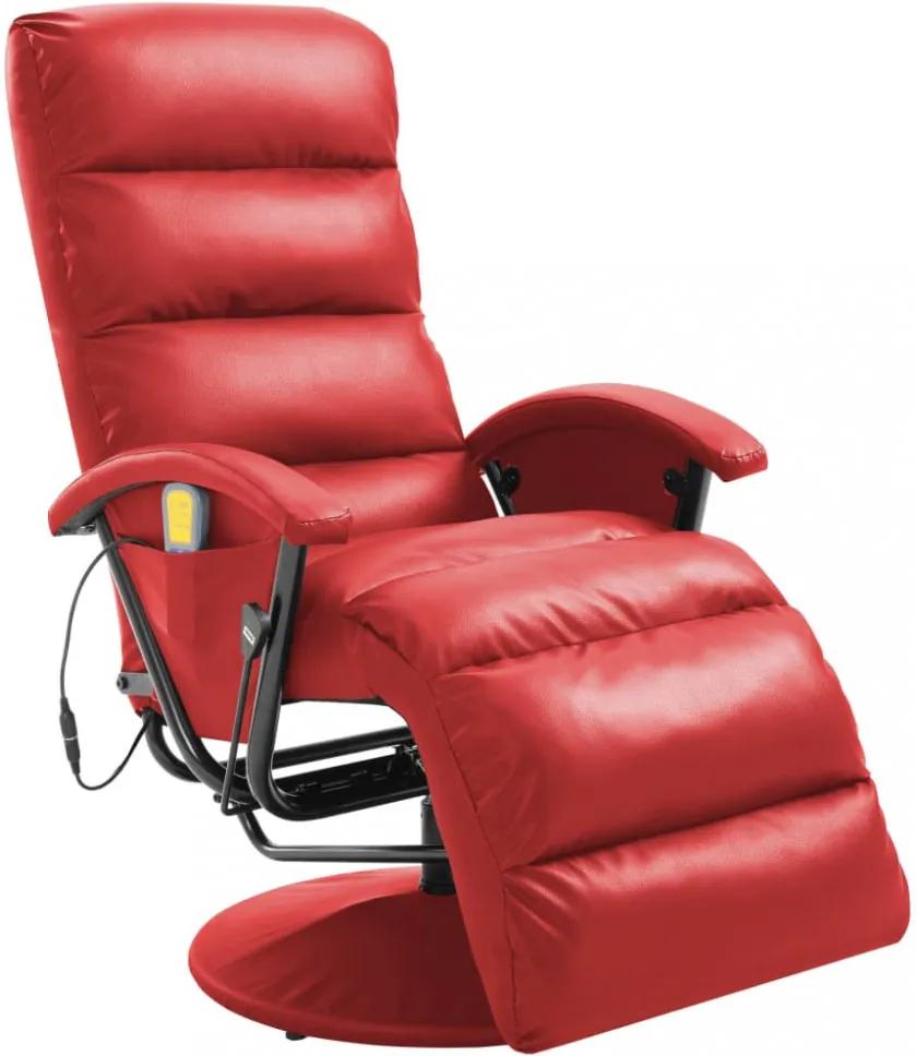 Piros dönthető, masszírozó műbőr tv-fotel