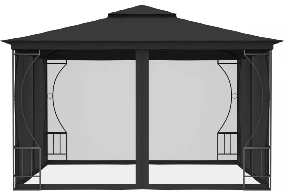 antracitszürke pavilon hálóval 300 x 300 x 265 cm