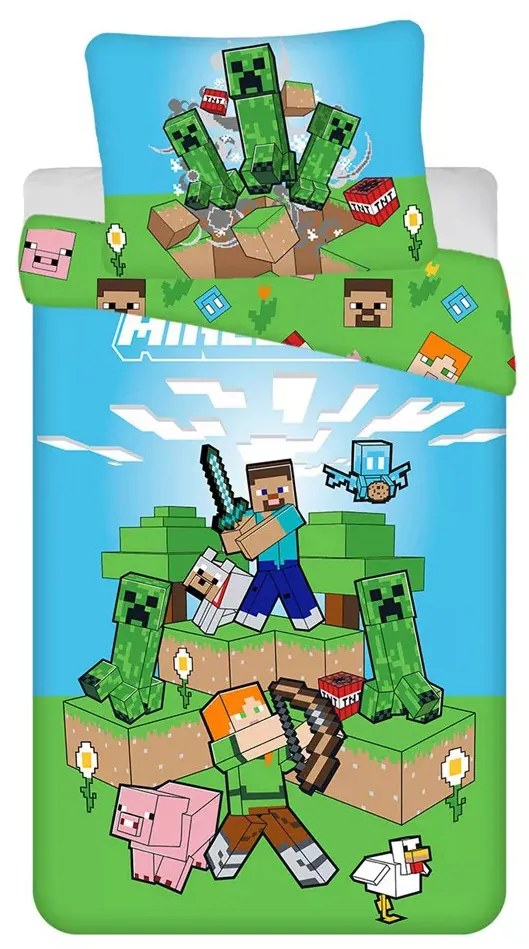 Minecraft Creeper Chaos ágyneműhuzat 140×200cm, 70×90 cm