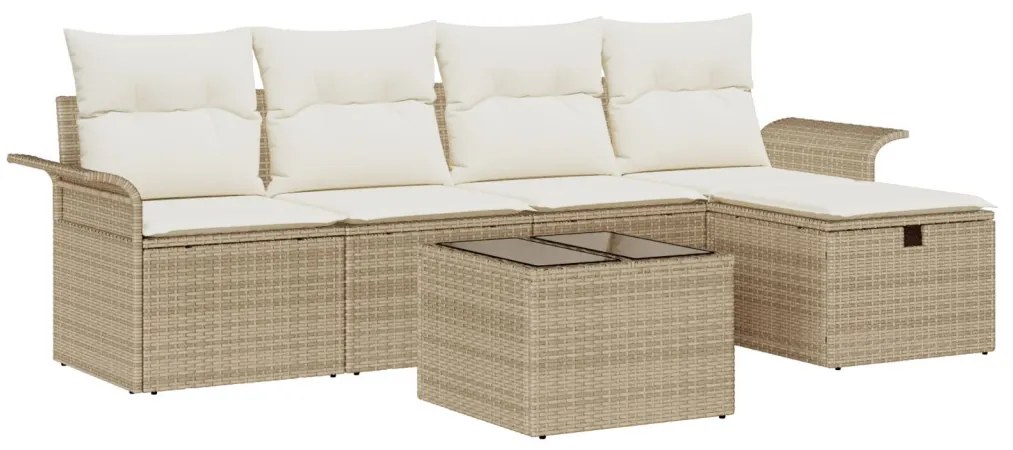 Kerti Kanapé Szett 6 pcs bézs és krémszínű 251 x 117 x 85 cm