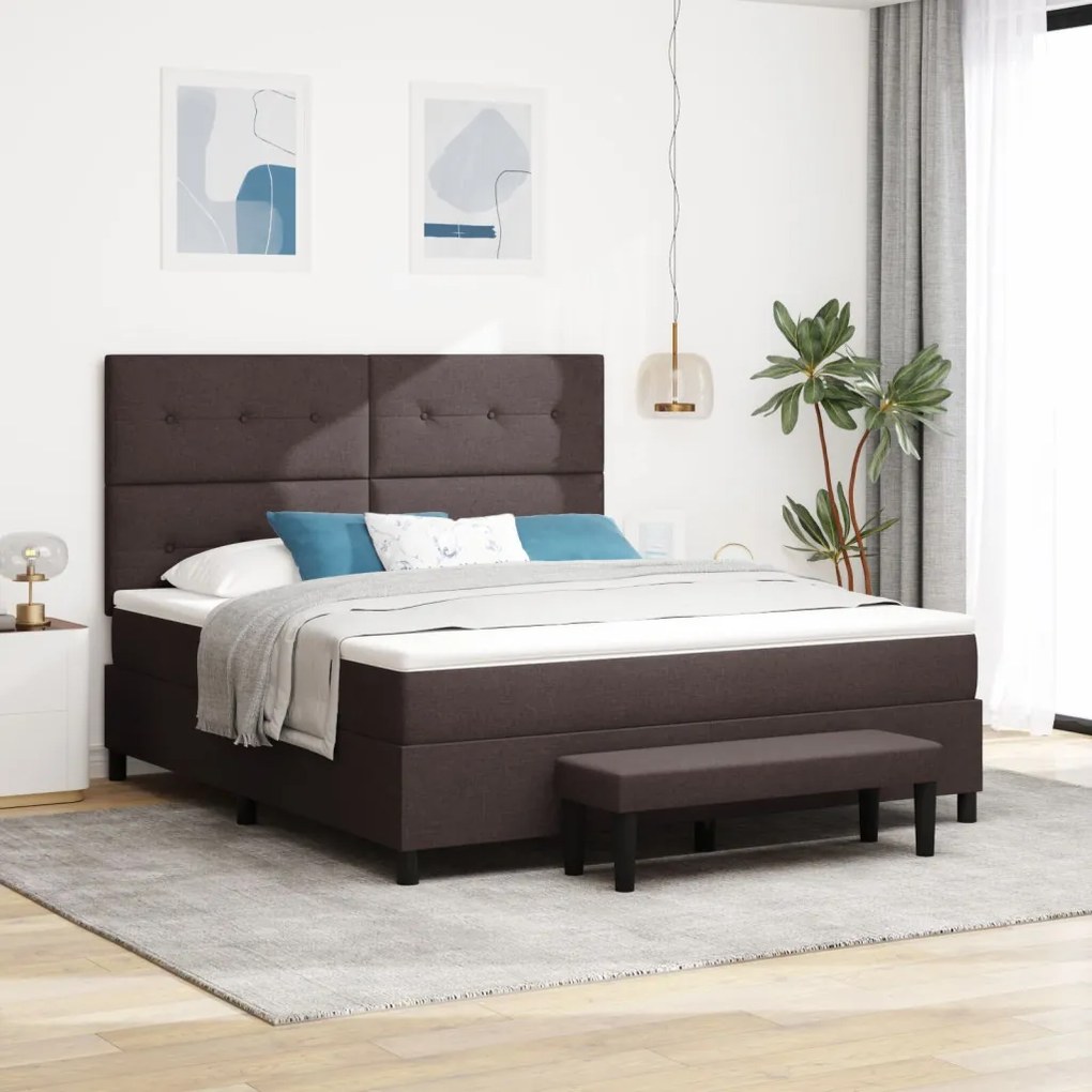 Boxspring ágy matraccal és paddal, sötétbarna, 180x200 cm szövet