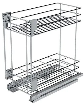 Konyhai fémrács, 450mm, fenéklapra szerelhető, króm-fehér, teljes kihúzás, csillapított záródás, rejtett fióksín, 2 kosár SIGE, Green Line 003
