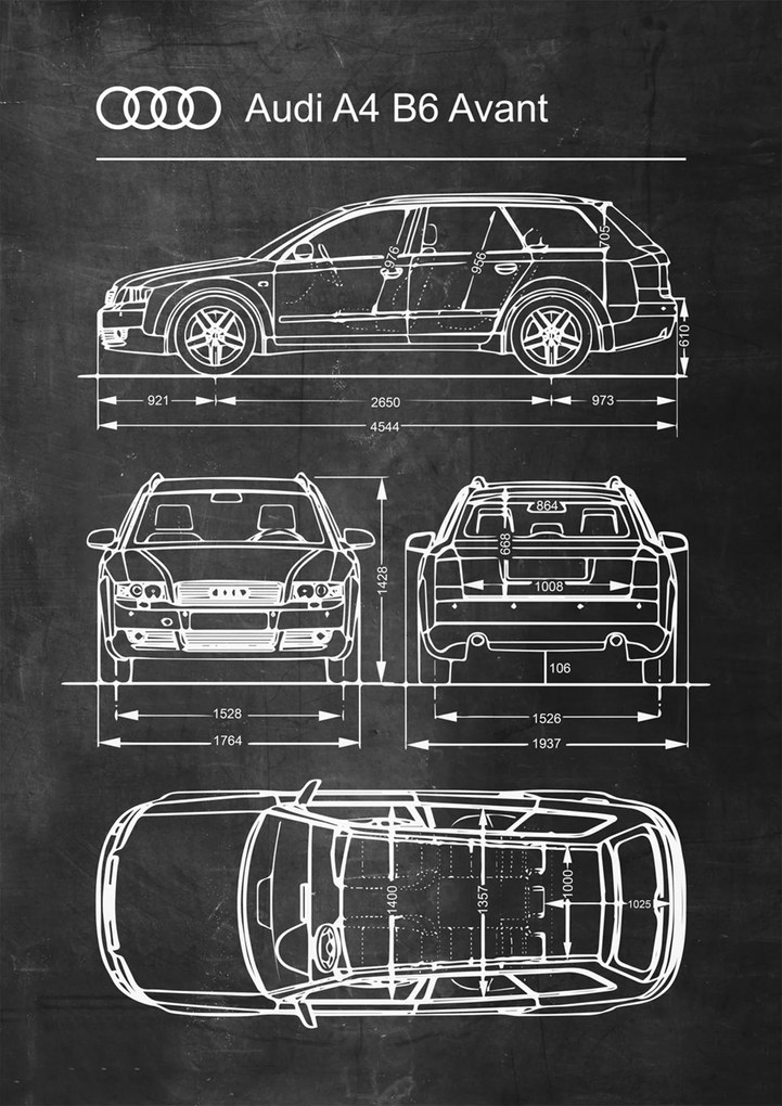 Poszter Audi A4 B6 Avant Retro Patent Séma