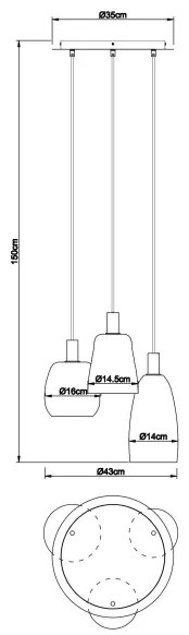 Globo 15789-3HM - Csillár zsinóron GARRI 3xE14/40W/230V átm. 43 cm réz