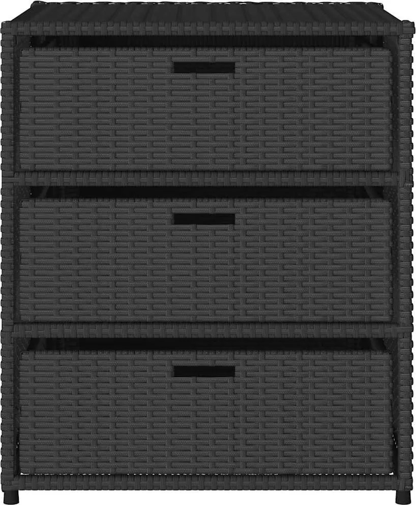 vidaXL fekete polyrattan kerti tárolószekrény 55 x 59 x 69 cm