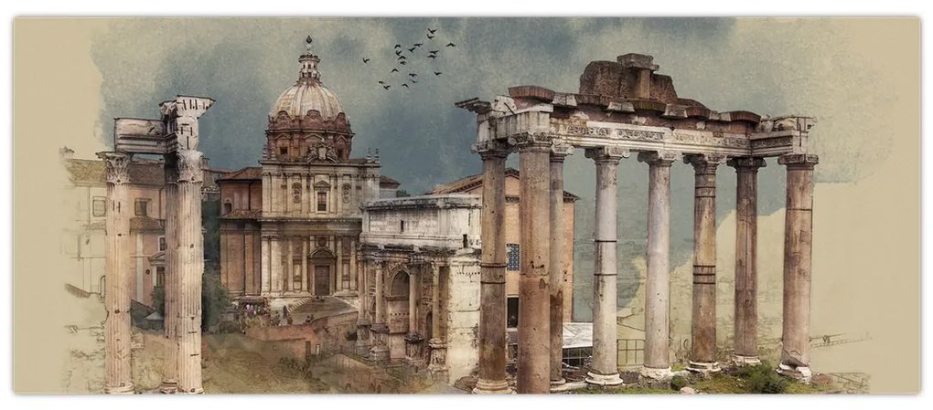 Kép - Forum Romanum, Róma, Olaszország (120x50 cm)