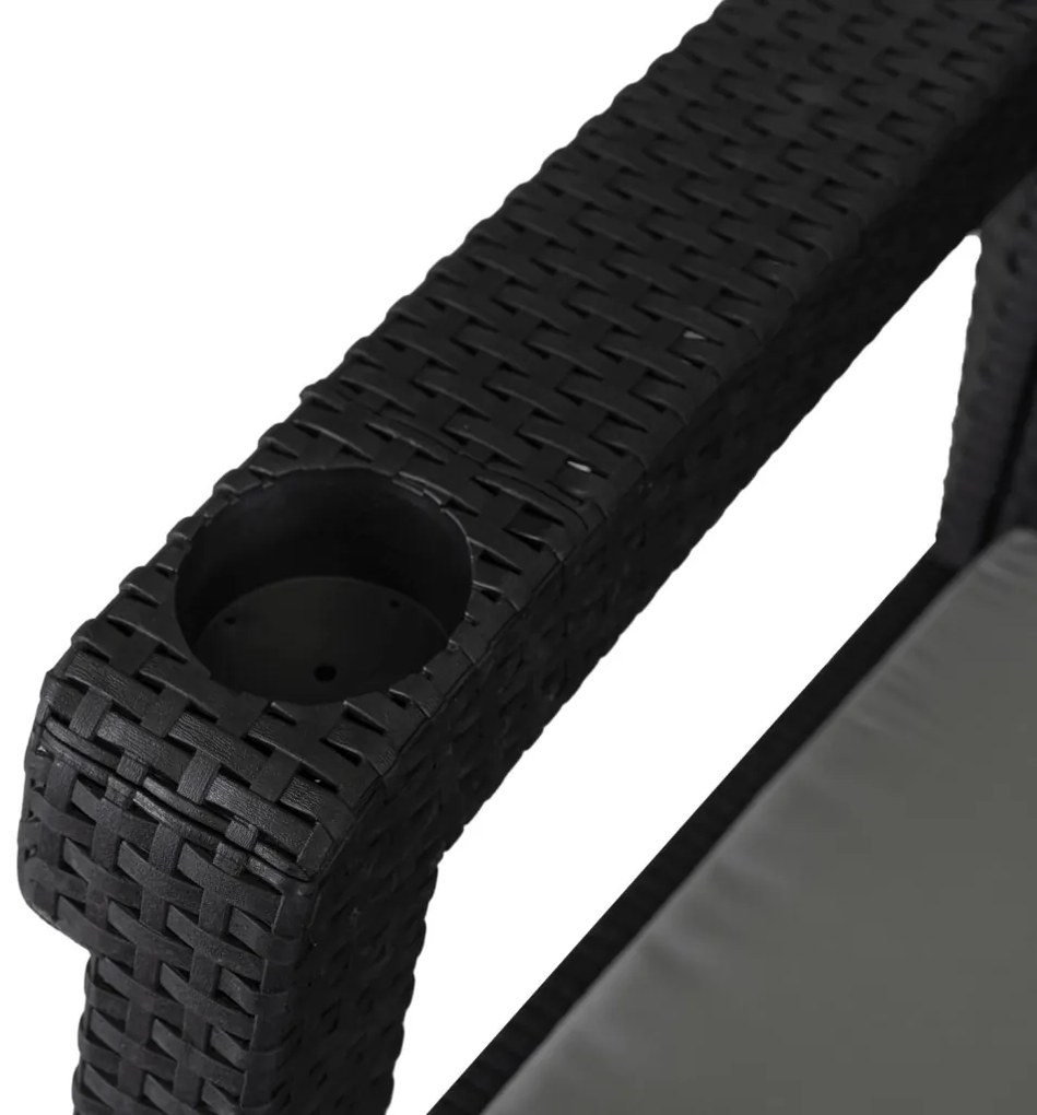 Kerti Műrattan Kanapé Fekete Színben. FLINT