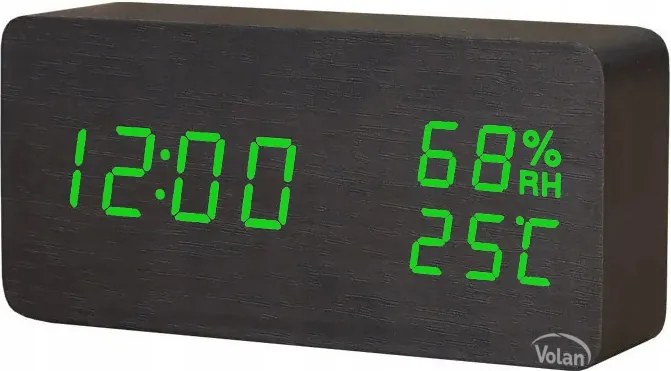 Óra Ébresztőóra Elektronikus Led Fa Álló – Dátum Hőmérő Higrométer