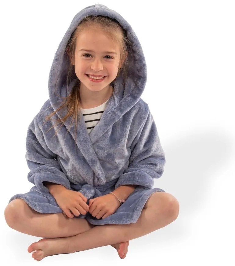 Kék mikroplüss gyerek fürdőköpeny, 134-140 Delux – Tiseco Home Studio