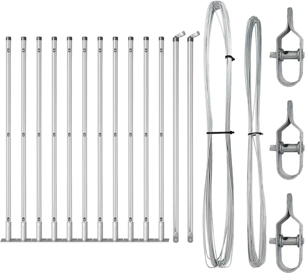 vidaXL Kerítésoszlop 13 pcs Ezüst Acél