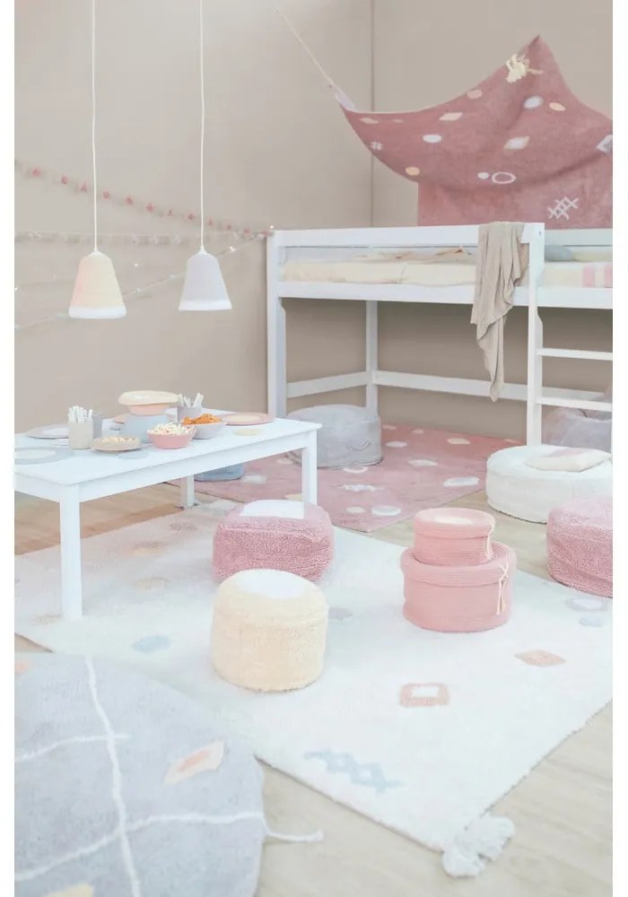 Rózsaszín mosható kézi szövésű pamut gyerek szőnyeg 140x200 cm Noah – Lorena Canals