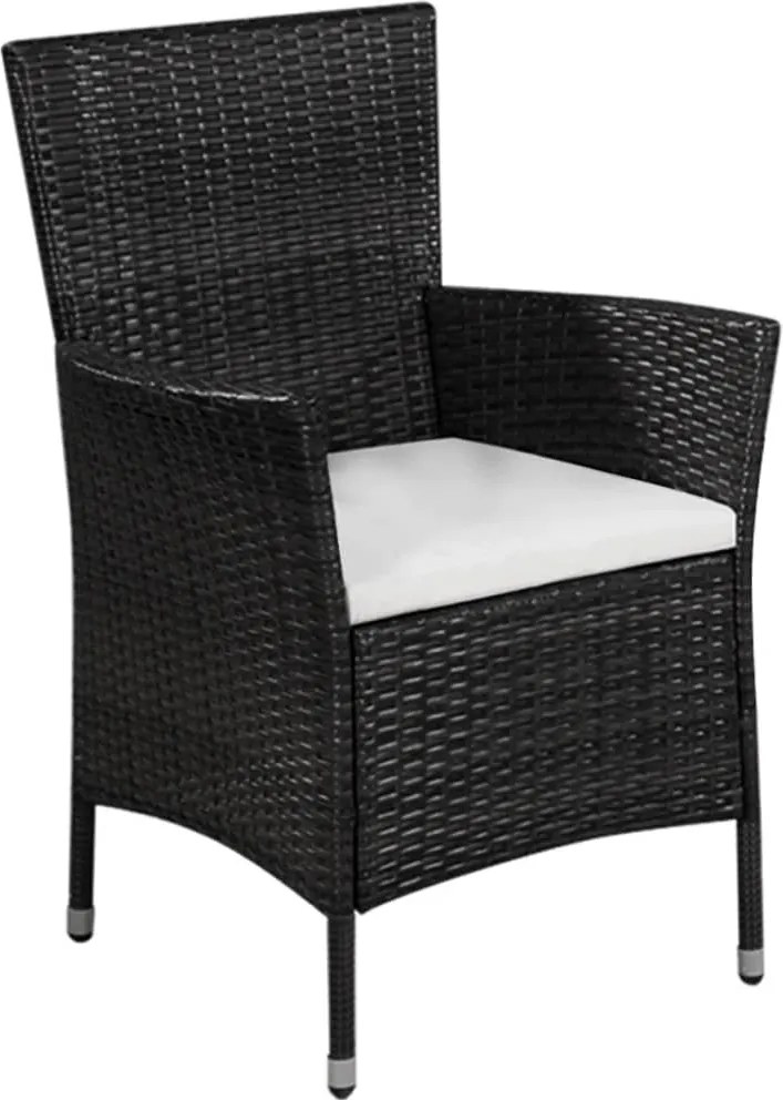vidaXL fekete polyrattan kültéri szék zsámollyal és párnákkal