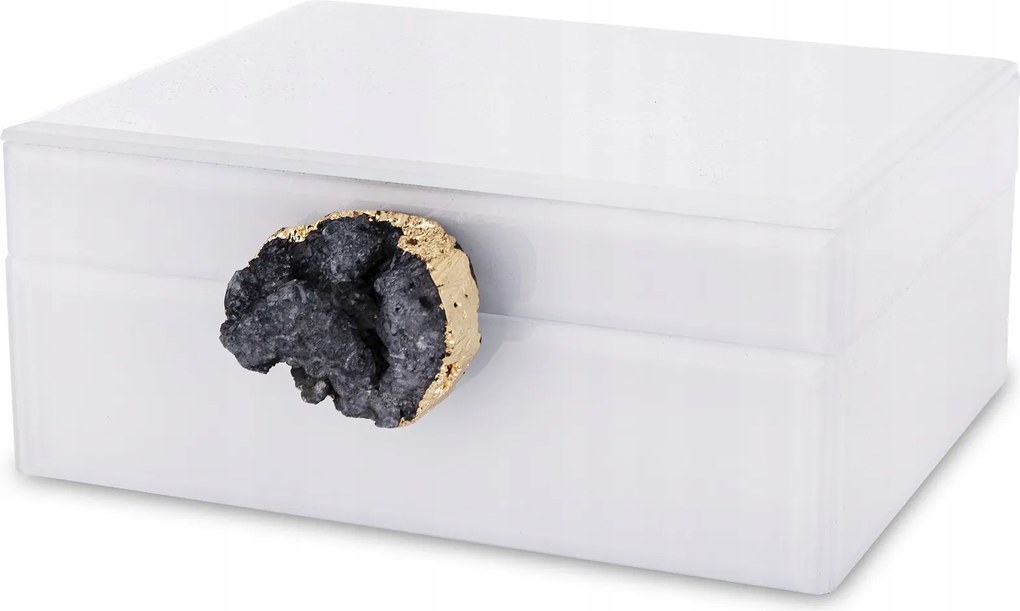 Üveg Ékszerdoboz Fehér Glamour Arany Fekete Achát