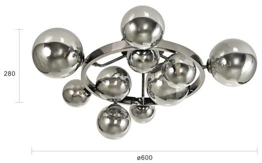 Brilagi - LED Felületre szerelhető csillár MILLA 10xG9/3W/230V fényezett króm/füstös