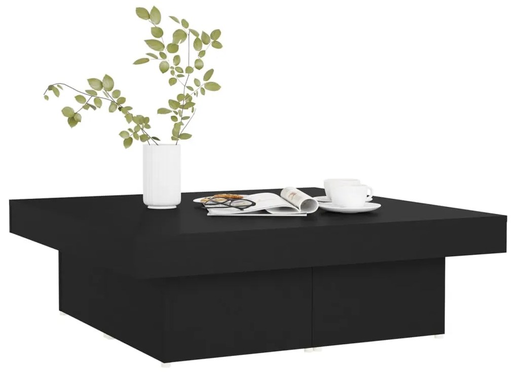 Fekete szerelt fa dohányzóasztal 90 x 90 x 28 cm